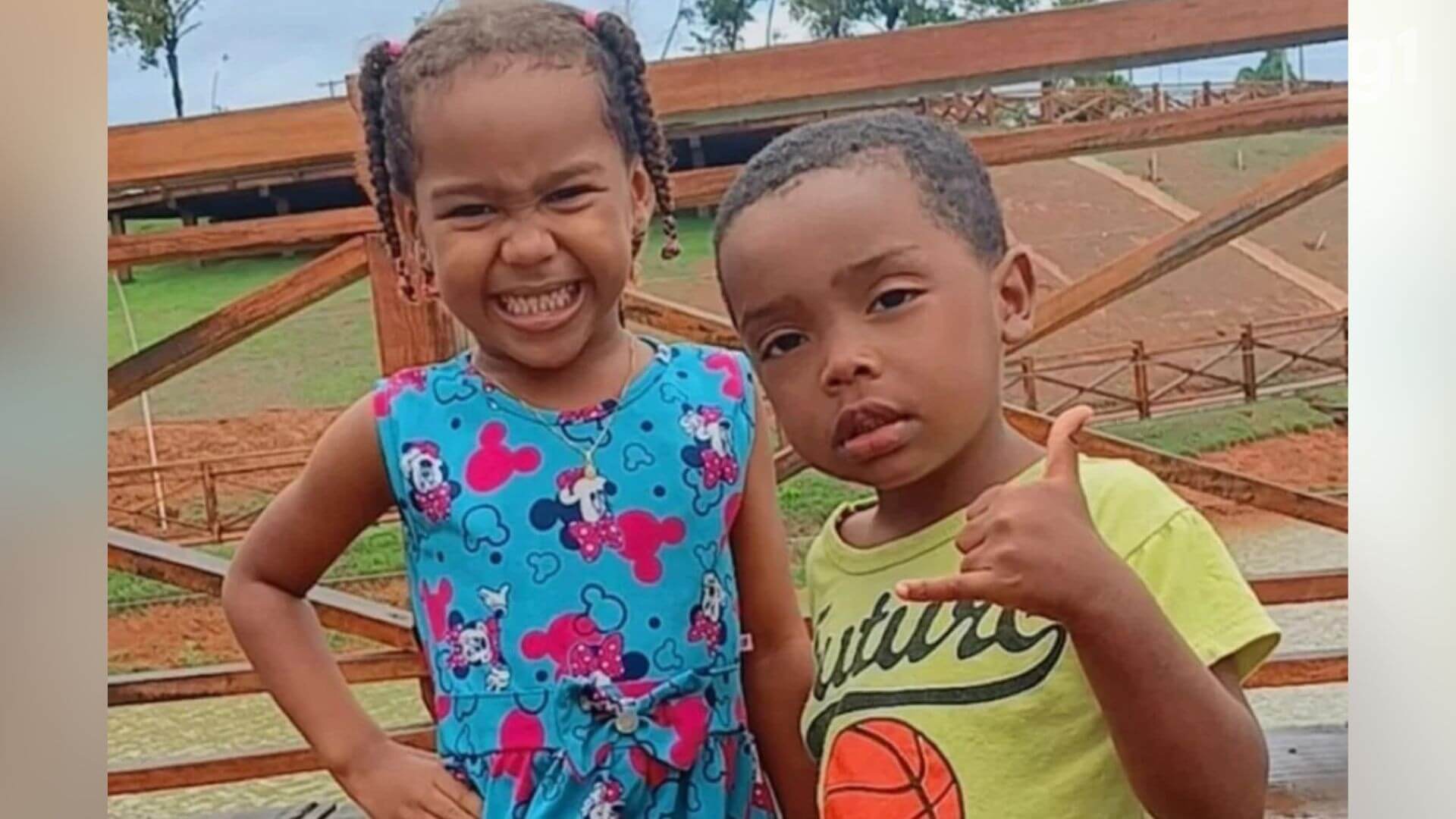Foto de Ágatha Isabelly, de 6 anos, e Allan Michael, de 4, crianças desaparecidas em bacabal